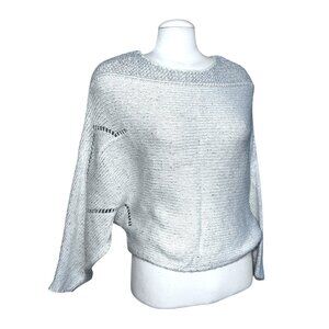 Quinn Womens Gray Open-Knit Pullover Sweater Sz Small Acrylic/Cotton Blend Light